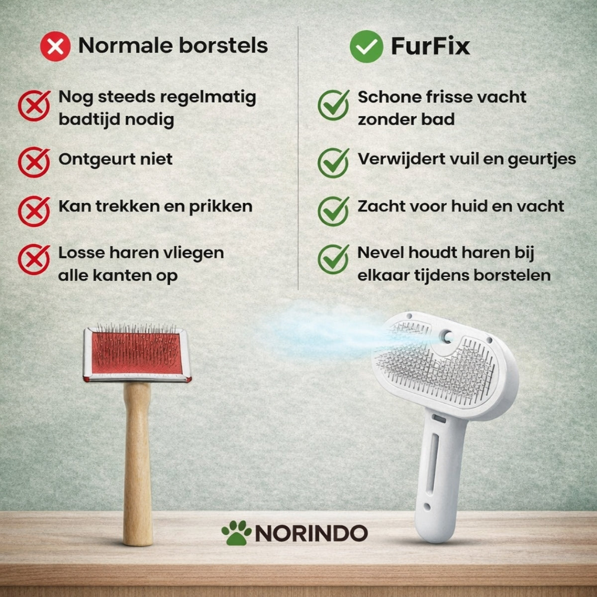 Norindo FurFix – Nevelborstel tegen losse haren